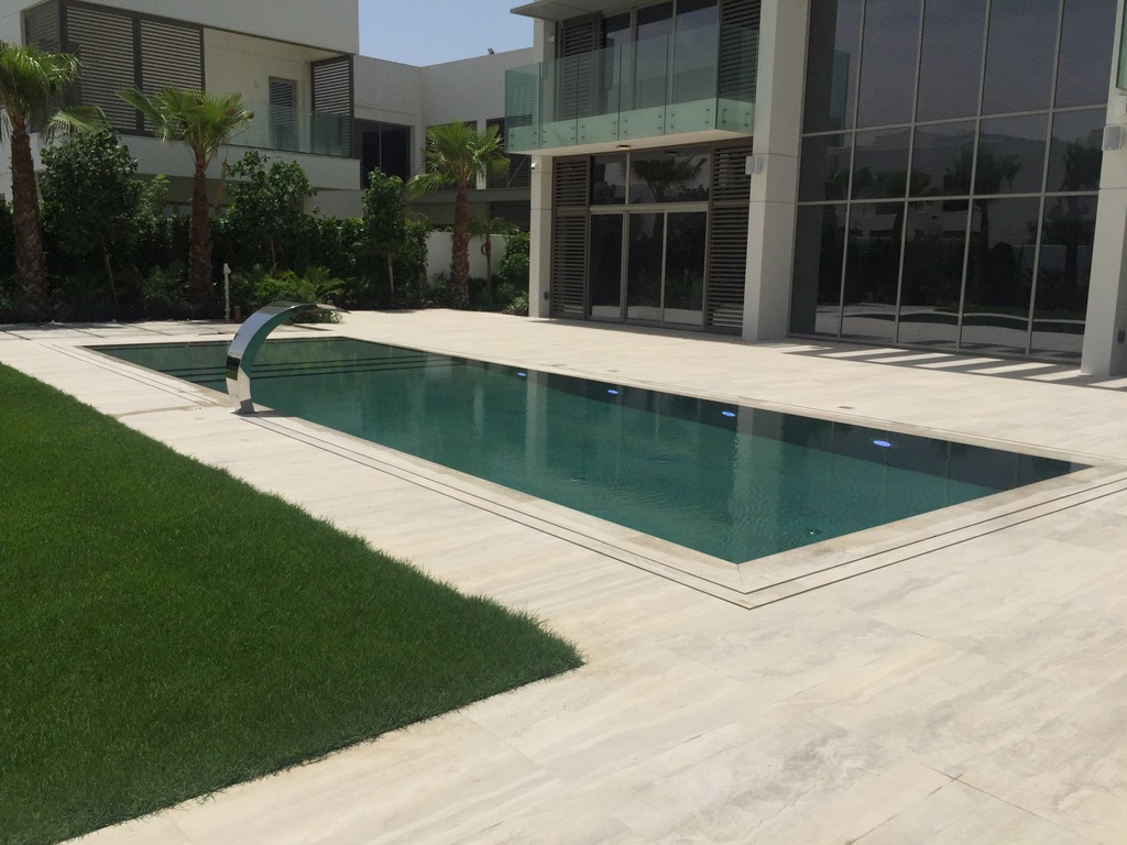 Luxury Overflow Mirror Pool with Bali Tiles | District One Dubai