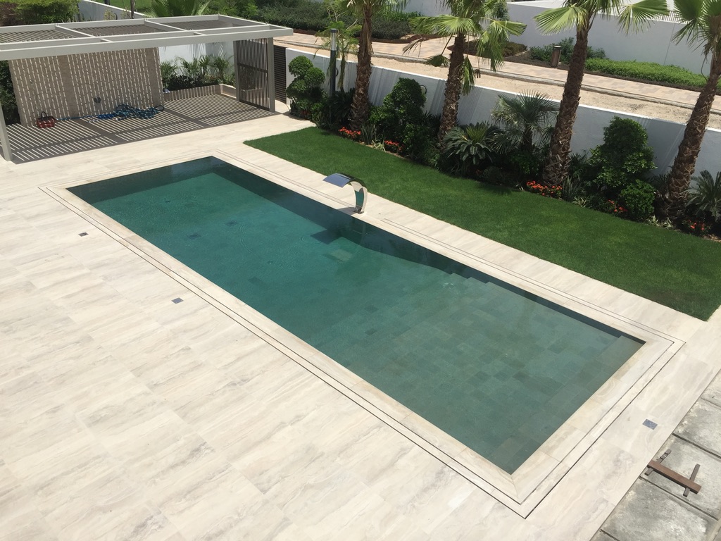 Luxury Overflow Mirror Pool with Bali Tiles | District One Dubai