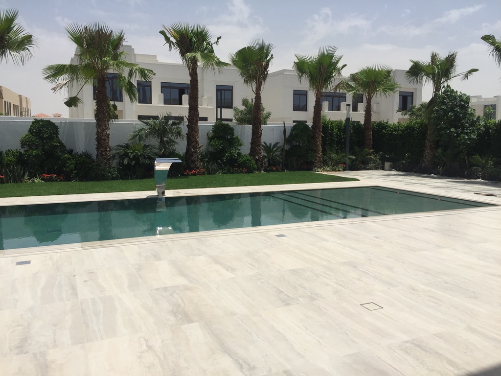 Luxury Overflow Mirror Pool with Bali Tiles | District One Dubai