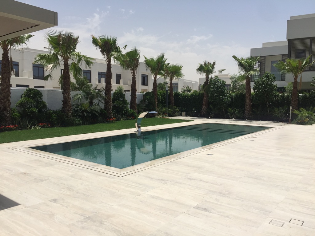 Luxury Overflow Mirror Pool with Bali Tiles | District One Dubai