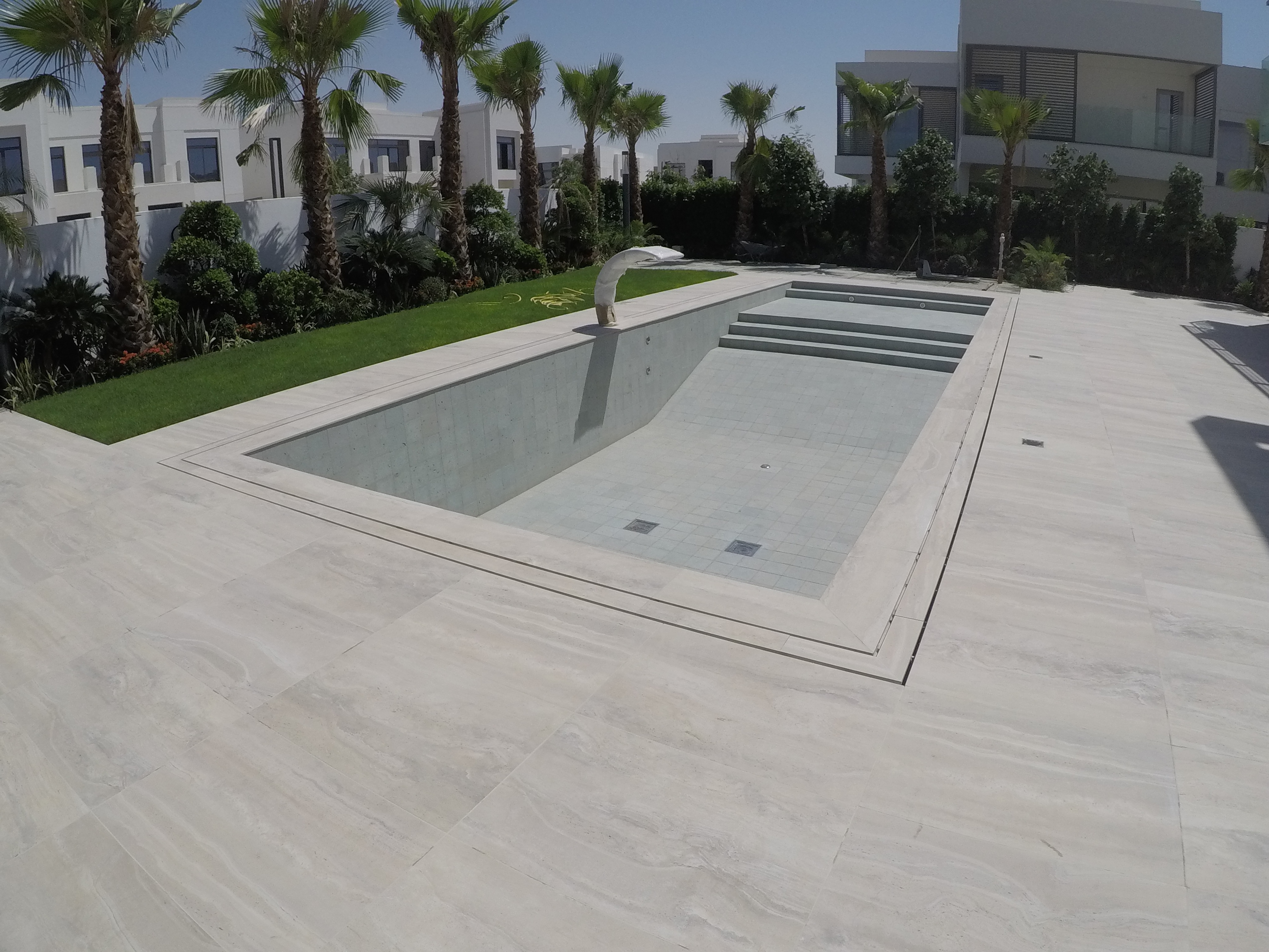 Luxury Overflow Mirror Pool with Bali Tiles | District One Dubai